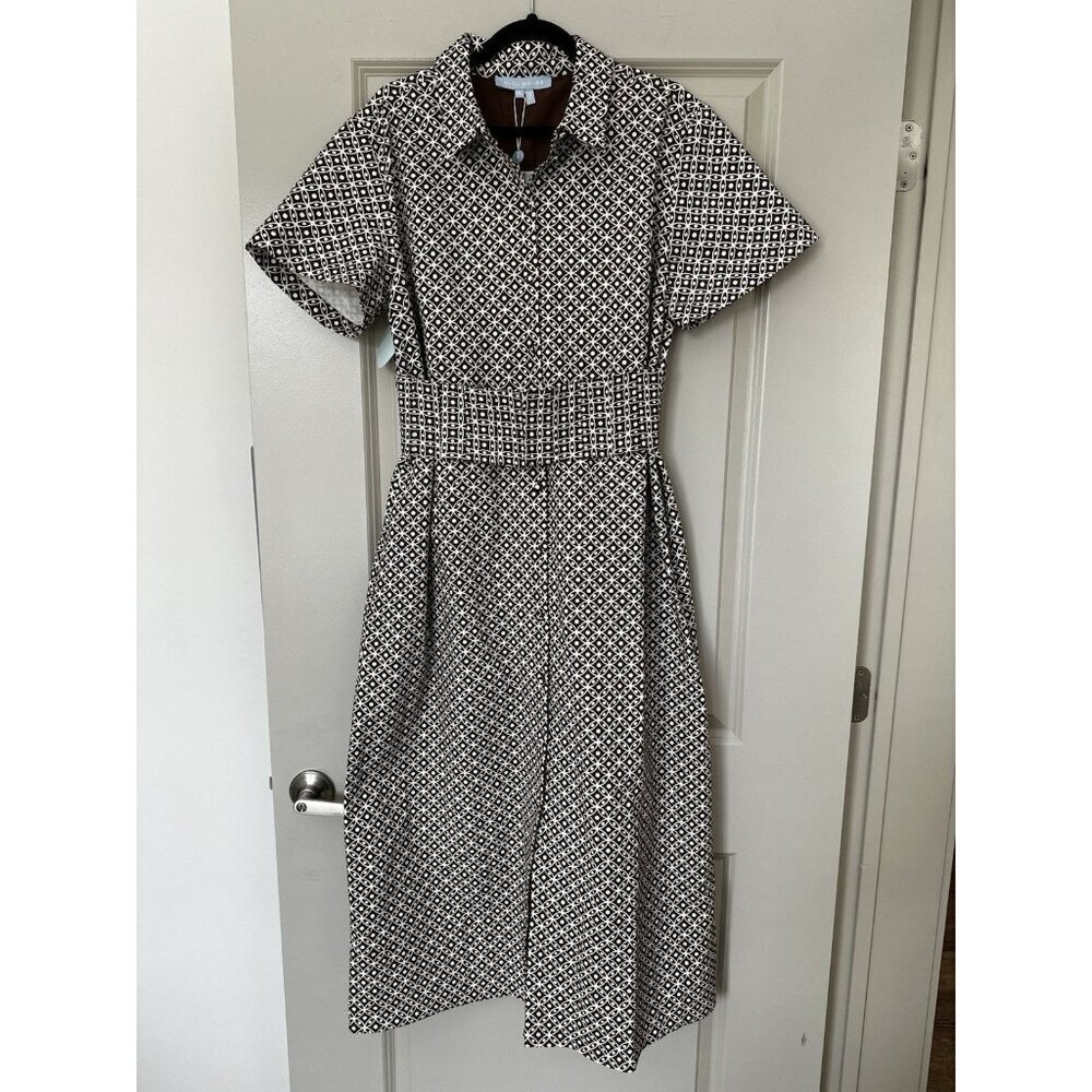 Hill House NWT The Carolina Shirt Dress Chocolate Circular Lattuce XL Midi - Picture 3 of 10